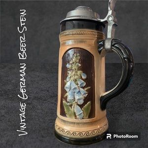 Sitzendorf Ceramic—Vintage, Large, German Bier Stein